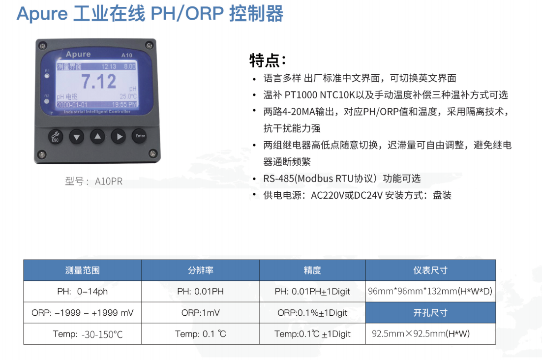 A10型PH/ORP控制器-在線(xiàn)PH計(jì)